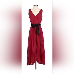 White House Black Market Red Sleeveless Dress with Black Belt